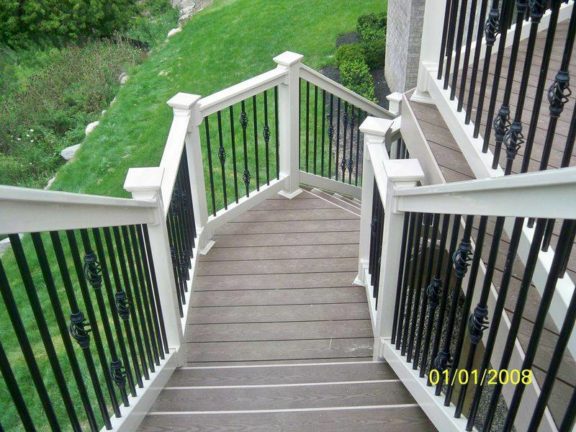 Vinyl (T) Rail Stair Kits ROUND or SQUARE Aluminum Balusters (3 Heights) - Image 15
