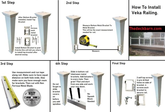 Traditional (T) Vinyl Rail With ROUND Or SQUARE Aluminum Balusters 48″Height - Image 5