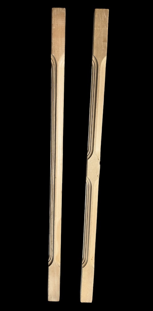 32" x 1-1/2" x 1-1/2" Wood Spindle - routed 2 styles