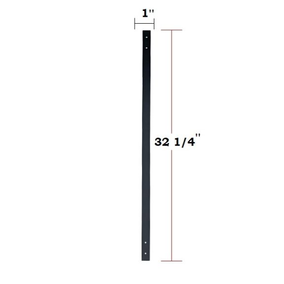 Flat Bar Aluminum Baluster Face Mount (Black only)