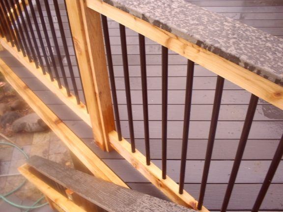 Round aluminum balusters sold at The Deck Barn