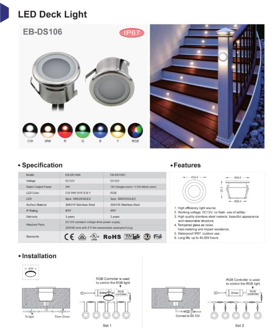 Stainless Steel RGB Recessed Deck Light - Image 4