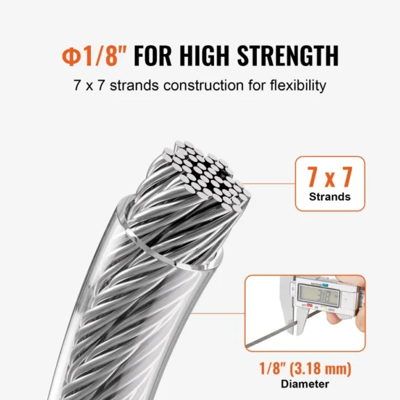 Black Stainless Steel Cable 1/8 - Image 5